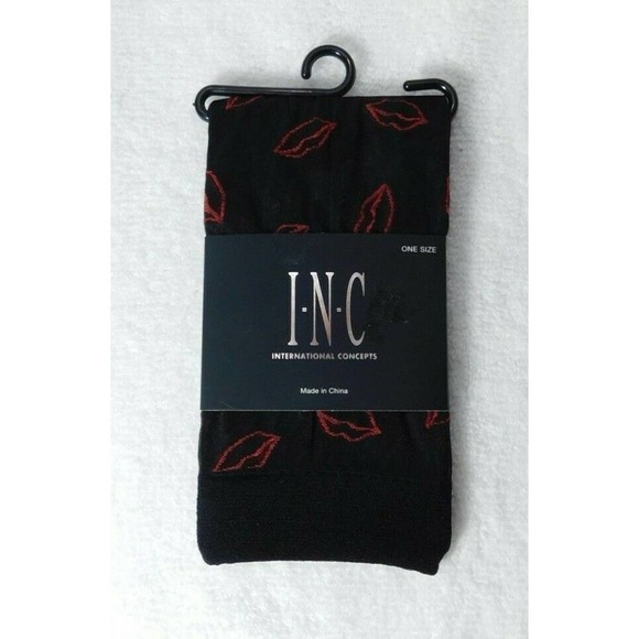 F267 INC Black Sheer Red Lips Anklet Socks - Picture 1 of 2